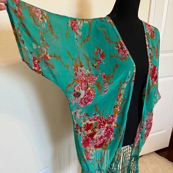 Beach Cover up Women Kimono Cardigan Vintage Floral Print - Picture 3 of 10